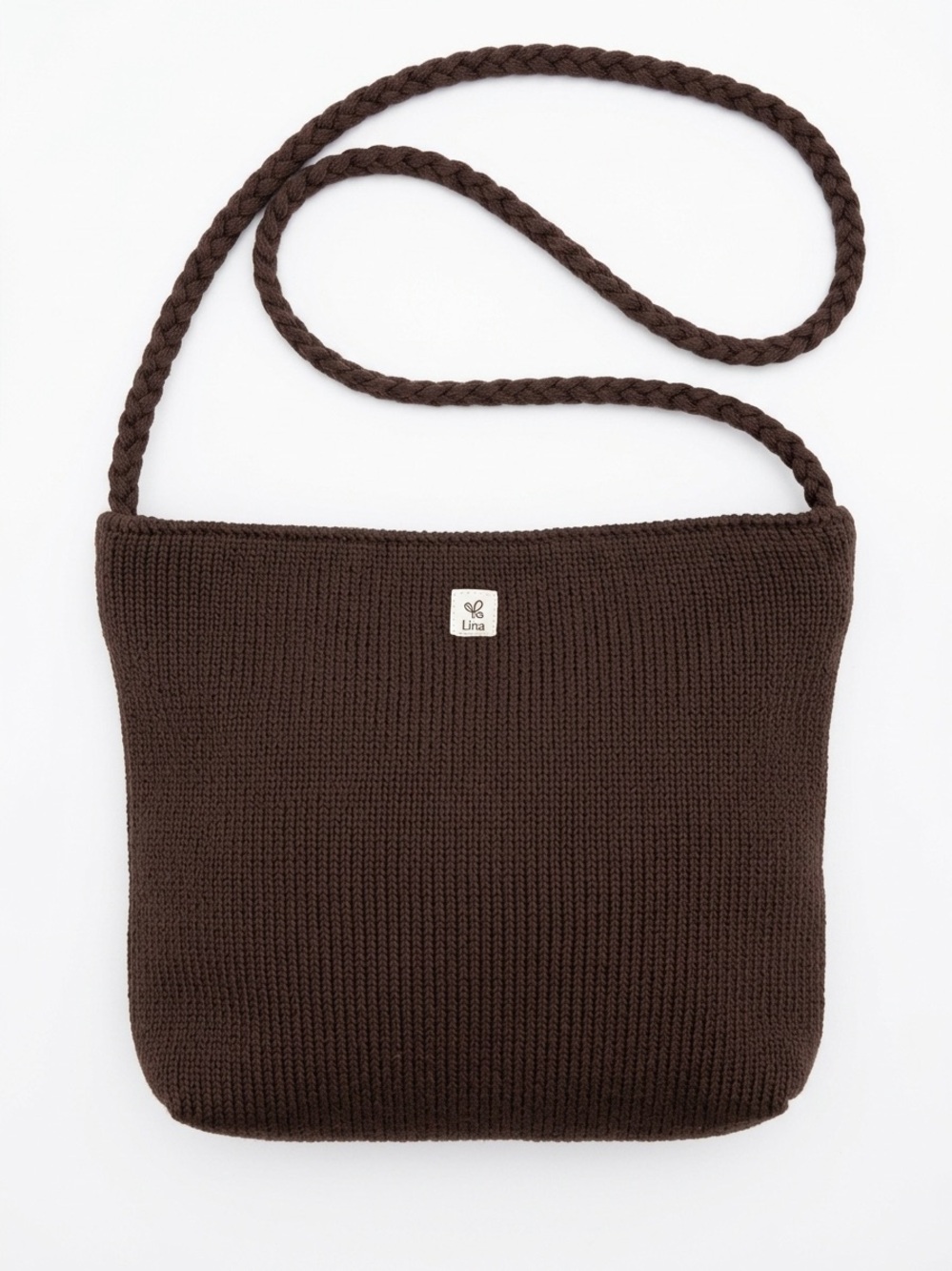 Lina Brown Knit Crossbody Bag Excellent Condition Soft Texture Casual Accessory